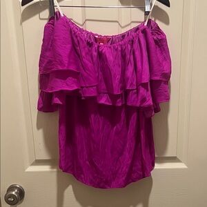 Lilly Pulitzer Ruffled Magenta Blouse